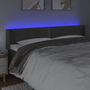 sengegavl med LED-lys 163x16x78/88 cm fløjl mørkegrå