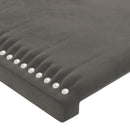 sengegavl med LED-lys 163x16x78/88 cm fløjl mørkegrå