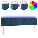 sengegavl med LED-lys 163x16x78/88 cm fløjl mørkeblå
