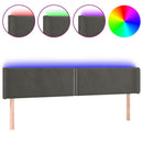 sengegavl med LED-lys 183x16x78/88 cm fløjl mørkegrå