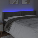 sengegavl med LED-lys 183x16x78/88 cm fløjl mørkegrå