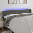 sengegavl med LED-lys 183x16x78/88 cm fløjl mørkegrå