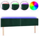 sengegavl med LED-lys 183x16x78/88 cm fløjl mørkegrøn