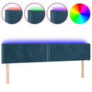 sengegavl med LED-lys 183x16x78/88 cm fløjl mørkeblå