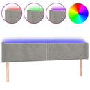 sengegavl med LED-lys 203x16x78/88 cm fløjl lysegrå