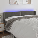 sengegavl med LED-lys 203x16x78/88 cm fløjl mørkegrå