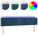 sengegavl med LED-lys 203x16x78/88 cm fløjl mørkeblå