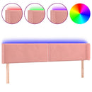 sengegavl med LED-lys 203x16x78/88 cm fløjl lyserød