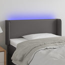 sengegavl med LED-lys 103x16x78/88 cm kunstlæder grå