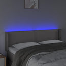 sengegavl med LED-lys 147x16x78/88 cm kunstlæder grå