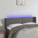 sengegavl med LED-lys 147x16x78/88 cm kunstlæder grå