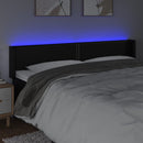 sengegavl med LED-lys 183x16x78/88 cm kunstlæder sort
