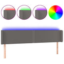 sengegavl med LED-lys 203x16x78/88 cm kunstlæder grå