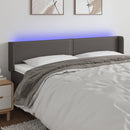 sengegavl med LED-lys 203x16x78/88 cm kunstlæder grå