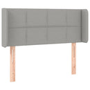 sengegavl med LED-lys 83x16x78/88 cm stof lysegrå