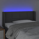 sengegavl med LED-lys 83x16x78/88 cm stof mørkegrå