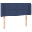 sengegavl med LED-lys 83x16x78/88 cm stof blå