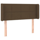 sengegavl med LED-lys 93x16x78/88 cm stof mørkebrun