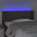 sengegavl med LED-lys 103x16x78/88 cm stof gråbrun