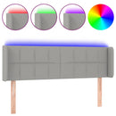 sengegavl med LED-lys 147x16x78/88 cm stof lysegrå
