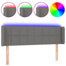 sengegavl med LED-lys 147x16x78/88 cm stof mørkegrå