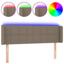 sengegavl med LED-lys 147x16x78/88 cm stof gråbrun