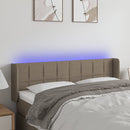 sengegavl med LED-lys 147x16x78/88 cm stof gråbrun