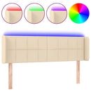 sengegavl med LED-lys 147x16x78/88 cm stof cremefarvet