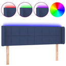 sengegavl med LED-lys 147x16x78/88 cm stof blå