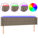 sengegavl med LED-lys 163x16x78/88 cm stof gråbrun