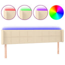 sengegavl med LED-lys 163x16x78/88 cm stof cremefarvet