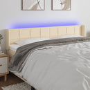 sengegavl med LED-lys 163x16x78/88 cm stof cremefarvet
