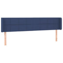 sengegavl med LED-lys 163x16x78/88 cm stof blå