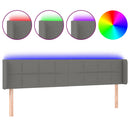 sengegavl med LED-lys 183x16x78/88 cm stof mørkegrå