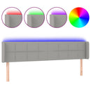 sengegavl med LED-lys 203x16x78/88 cm stof lysegrå