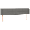 sengegavl med LED-lys 203x16x78/88 cm stof mørkegrå