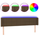 sengegavl med LED-lys 203x16x78/88 cm stof mørkebrun
