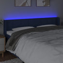 sengegavl med LED-lys 203x16x78/88 cm stof blå