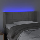 sengegavl med LED-lys 83x16x78/88 cm fløjl lysegrå