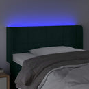 sengegavl med LED-lys 83x16x78/88 cm fløjl Mørkegrøn