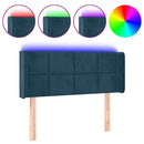 sengegavl med LED-lys 83x16x78/88 cm stof Mørkeblå
