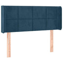 sengegavl med LED-lys 83x16x78/88 cm stof Mørkeblå