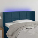 sengegavl med LED-lys 83x16x78/88 cm stof Mørkeblå