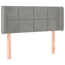 sengegavl med LED-lys 93x16x78/88 cm fløjl lysegrå
