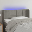 sengegavl med LED-lys 93x16x78/88 cm fløjl lysegrå