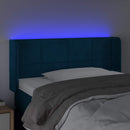 sengegavl med LED-lys 93x16x78/88 cm fløjl Mørkeblå