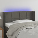 sengegavl med LED-lys 103x16x78/88 cm fløjl mørkegrå
