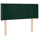 sengegavl med LED-lys 103x16x78/88 cm fløjl mørkegrøn