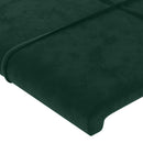 sengegavl med LED-lys 103x16x78/88 cm fløjl mørkegrøn