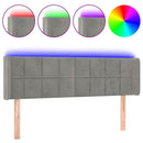 sengegavl med LED-lys 147x16x78/88 cm fløjl lysegrå